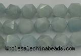CAQ796 15.5 inches 6mm faceted nuggets aquamarine gemstone beads