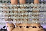 CAQ876 15.5 inches 8mm faceted round aquamarine gemstone beads