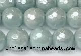 CAQ927 15 inches 8mm faceted round AB-color imitation aquamarine agate beads