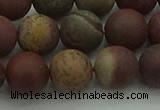 CAR363 15.5 inches 10mm round matte red artistic jasper beads