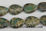 CAT5029 15.5 inches 13*18mm flat teardrop natural aqua terra jasper beads