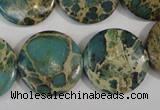 CAT5032 15.5 inches 22mm flat round natural aqua terra jasper beads