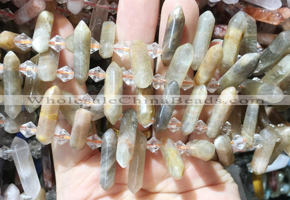 CBBS111 Top drilled 6*20mm - 8*30mm hexahedral prism sunstone beads