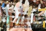 CBBS116 Top drilled 6*20mm - 8*30mm hexahedral prism colorful gemstone beads