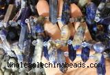 CBBS124 Top drilled 6*20mm - 11*35mm hexahedral prism sodalite beads