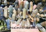 CBBS125 Top drilled 6*20mm - 11*35mm hexahedral prism sodalite beads