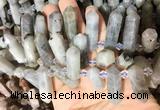 CBBS127 Top drilled 6*20mm - 11*35mm hexahedral prism labradorite beads