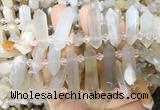 CBBS129 Top drilled 6*20mm - 11*35mm hexahedral prism sakura agate beads
