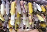 CBBS137 Centre drilled 6*20mm - 11*35mm hexahedral prism mookaite beads