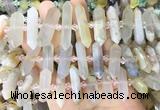 CBBS145 Centre drilled 6*20mm - 11*35mm hexahedral prism sakura agate beads
