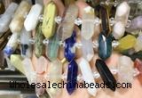 CBBS146 Centre drilled 6*20mm - 11*35mm hexahedral prism colorful gemstone beads