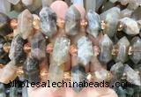 CBBS149 Centre drilled 8*20mm - 14*30mm hexahedral prism sunstone beads
