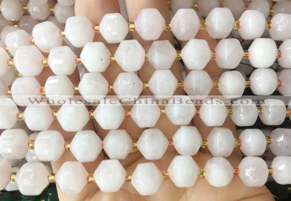 CCBS152 15 inches 10mm faceted prism rose quartz beads wholesale