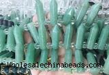 CBBS168 Top drilled 8*28mm - 9*30mm hexahedral prism green aventurine beads