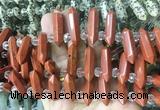 CBBS172 Top drilled 8*28mm - 9*30mm hexahedral prism red jasper beads