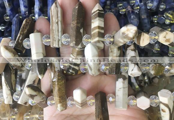 CBBS182 Top drilled 8*28mm - 9*30mm hexahedral prism australian zebra jasper beads