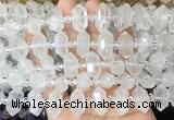 CBBS191 Centre drilled 7*16mm - 11*25mm hexahedral prism white crystal beads wholesale