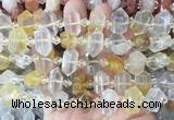 CBBS196 Centre drilled 7*16mm - 11*25mm hexahedral prism yellow gum flower crystal beads