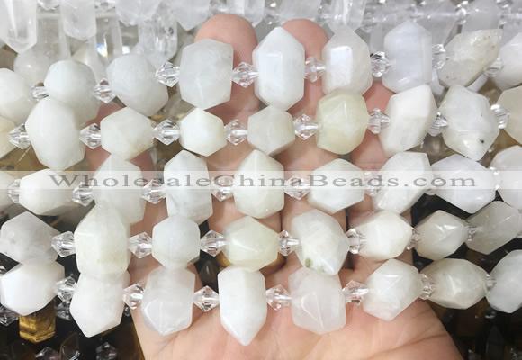 CBBS199 Centre drilled 7*16mm - 11*25mm hexahedral prism moonstone beads wholesale