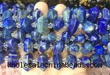 CBBS200 Centre drilled 7*16mm - 11*25mm hexahedral prism lapis lazuli beads wholesale