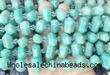 CBBS203 Centre drilled 7*16mm - 11*25mm hexahedral prism amazonite beads wholesale