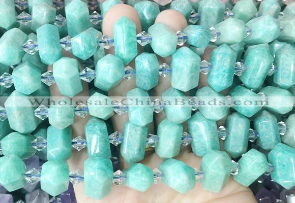 CBBS203 Centre drilled 7*16mm - 11*25mm hexahedral prism amazonite beads wholesale