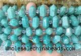 CBBS204 Centre drilled 7*16mm - 11*25mm hexahedral prism amazonite beads wholesale