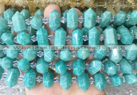 CBBS204 Centre drilled 7*16mm - 11*25mm hexahedral prism amazonite beads wholesale