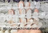 CBBS207 Top drilled 7*16mm - 11*25mm hexahedral prism white crystal beads wholesale