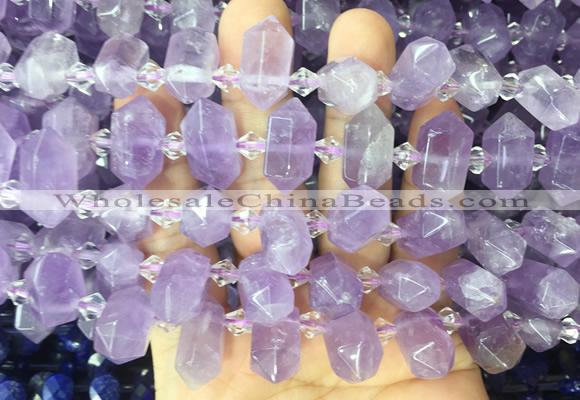CBBS211 Top drilled 7*16mm - 11*25mm hexahedral prism lavender amethyst beads wholesale