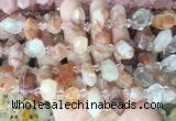CBBS213 Top drilled 7*16mm - 11*25mm hexahedral prism red gum flower crystal beads