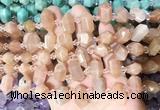 CBBS214 Top drilled 7*16mm - 11*25mm hexahedral prism sunstone beads wholesale