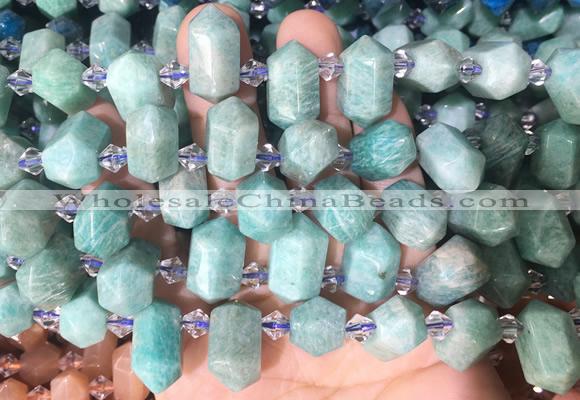 CBBS219 Top drilled 7*16mm - 11*25mm hexahedral prism amazonite beads wholesale