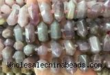 CBBS32 15 inches 12*25mm - 14*28mm hexahedral prism rose quartz beads