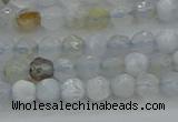 CBC461 15.5 inches 4mm faceted round blue chalcedony gemstone beads