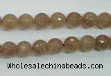 CBQ212 15.5 inches 8mm faceted round strawberry quartz beads
