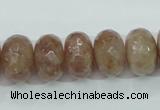 CBQ224 15.5 inches 10*16mm faceted rondelle strawberry quartz beads