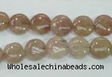 CBQ235 15.5 inches 10mm flat round strawberry quartz beads