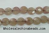CBQ240 15.5 inches 8mm faceted coin strawberry quartz beads