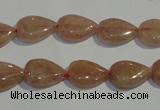 CBQ25 15.5 inches 10*14mm flat teardrop strawberry quartz beads