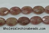 CBQ252 15.5 inches 10*14mm faceted oval strawberry quartz beads