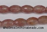 CBQ271 15.5 inches 10*14mm faceted rice strawberry quartz beads