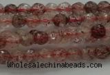 CBQ320 15.5 inches 4mm faceted round strawberry quartz beads