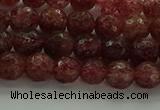 CBQ331 15.5 inches 6mm faceted round strawberry quartz beads