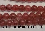 CBQ352 15.5 inches 8mm round natural strawberry quartz beads
