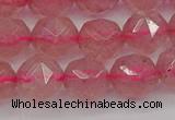CBQ439 15.5 inches 12mm faceted nuggets strawberry quartz beads