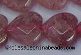 CBQ472 15.5 inches 18mm faceted heart strawberry quartz beads