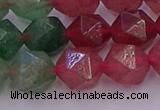 CBQ684 15.5 inches 12mm faceted nuggets mixed strawberry quartz beads