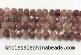CBQ711 15.5 inches 6*10mm - 8*11mm faceted tyre strawberry quartz beads