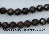 CBZ103 15.5 inches 6mm faceted round bronzite gemstone beads